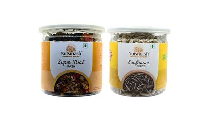 Nutsmash Healthy Dehydrated Fruits Combo of Super Trail Snack Mix 500G and Sunflower-500G
