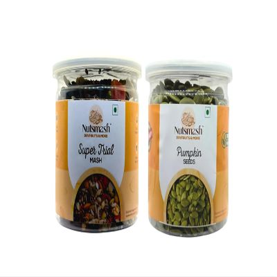 Nutsmash Healthy Dehydrated Fruits Combo of Super Trail Mix 500G & Pumpkin-500G