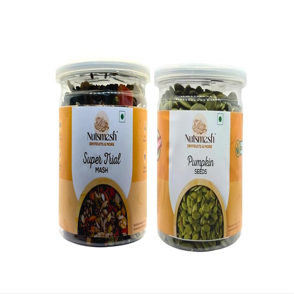 Nutsmash Healthy Dehydrated Fruits Combo of Super Trail Mix 500G & Pumpkin-500G