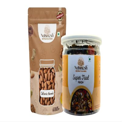 Nutsmash Healthy Dehydrated Fruits Combo of Super Trail Mix 500G & California Almond-500G