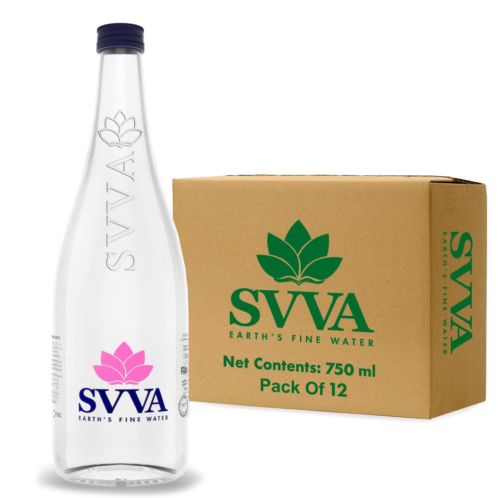 SVVA Earth's Finest Water Premium Subterranean Water | 750 ML Pack 12 (Glass), Alkaline pH 8+ | Balanced Mineral Essential Healthy Mineral Hydration | Premium Glass Bottle Refillable Bottle