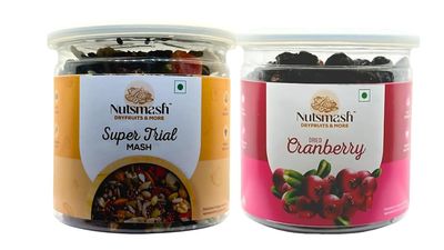 Nutsmash Healthy Dehydrated Fruits Combo of Super Trail Mix 500G + Cranberry-500G