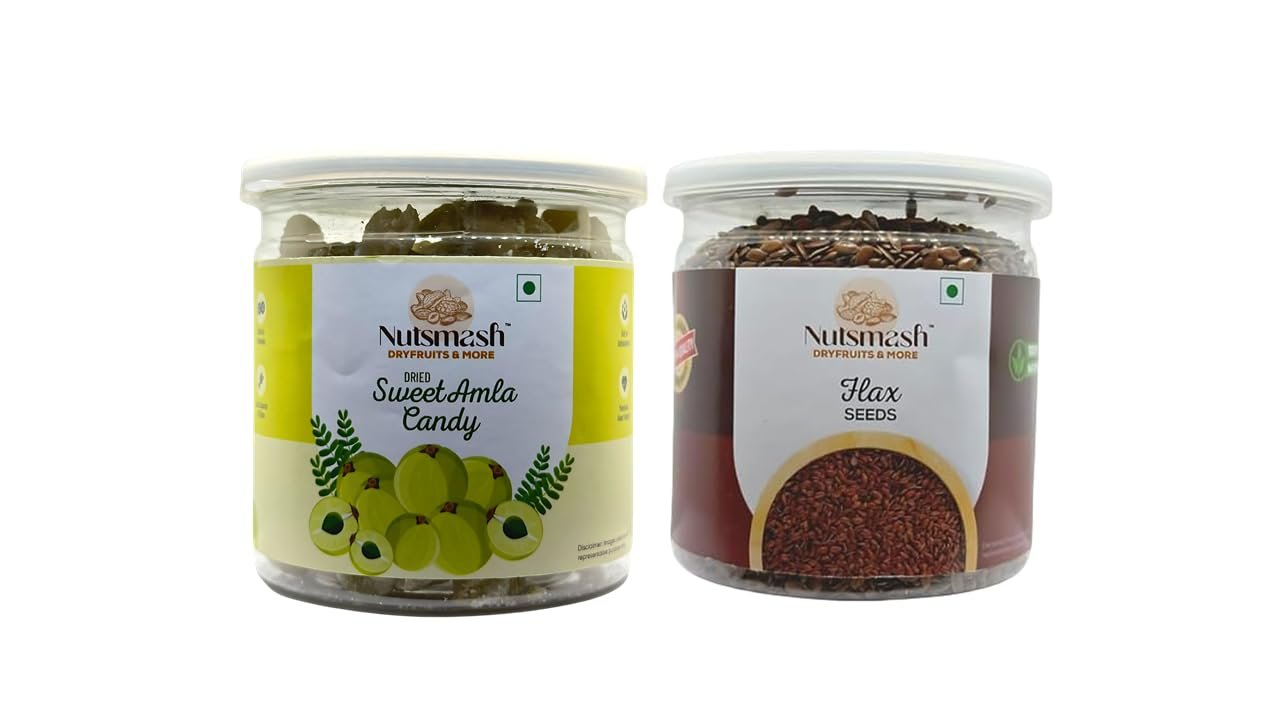 Nutsmash Healthy Dehydrated Fruits Combo of Sweet Amla Candy 500G & RaisinGreen-500G