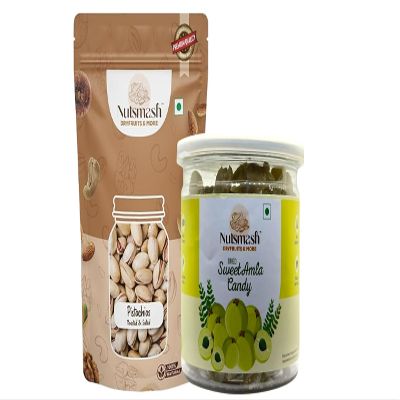 Nutsmash Healthy Dehydrated Fruits Combo of sugar sweet Amla Candy 200G and Apricot-200G