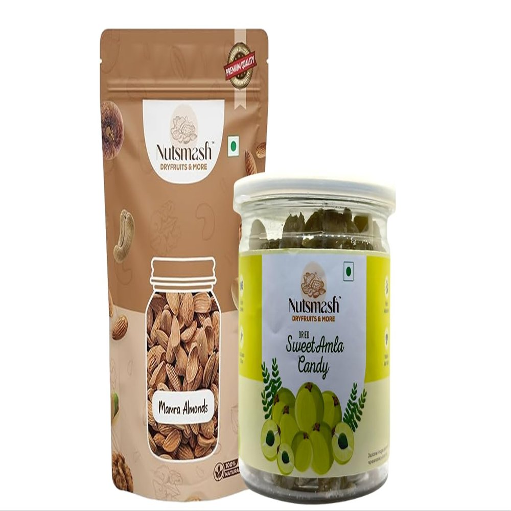 Nutsmash Healthy Dehydrated Fruits Combo of sugar sweet Amla Candy 500G and Strawberry-500G