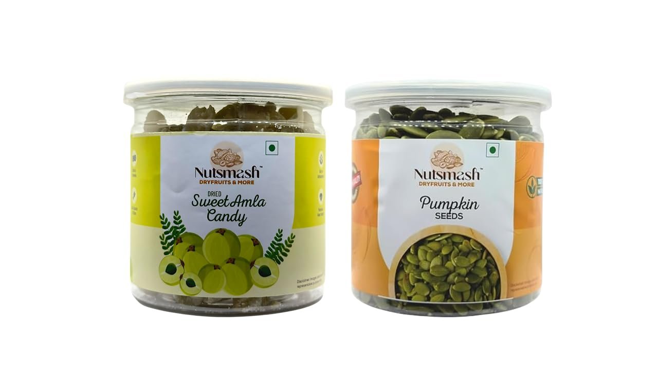 Nutsmash Healthy Dehydrated Fruits Combo of Sweet Amla Candy 500G + Cashew-500G