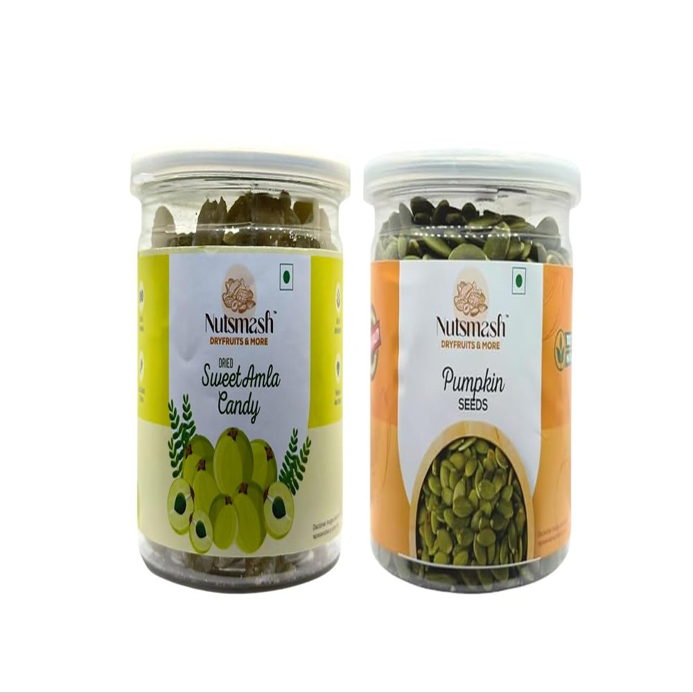 Nutsmash Healthy Dehydrated Fruits Combo of Sweet Amla Candy 500G & Cashew-500G