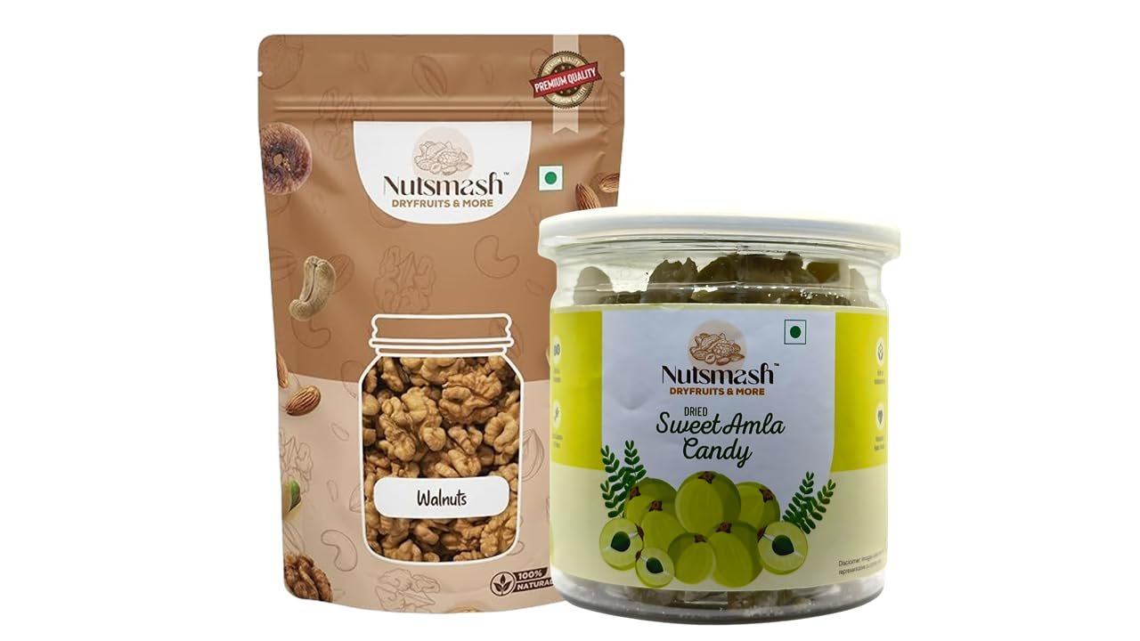 Nutsmash Healthy Dehydrated Fruits Combo of sugar sweet Amla Candy 200G and Blueberry-200G