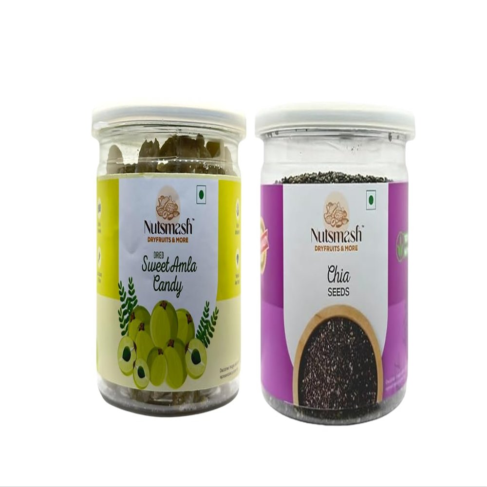 Nutsmash Healthy Dehydrated Fruits Combo of Sweet Amla Candy 200G + Pista-200G