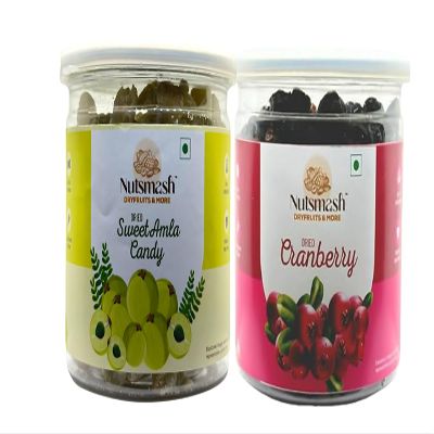 Nutsmash Healthy Dehydrated Fruits Combo of Sweet Amla Candy 500G & Cranberry-500G