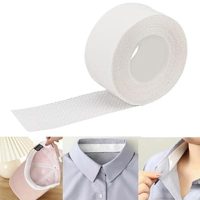 1 Roll Sweat Pads Collar Protectors for Mens Shirts and Hats, Self-Adhesive Invisible Liner Tape, White Shirt Neck Protector, 8 Miter Roll, Pack of 1