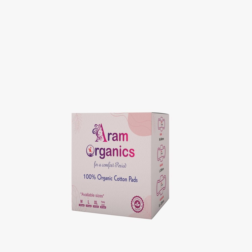Aram Organics 100% Organic Cotton Sanitary Pads, XXL Size 360mm, Pack of 8