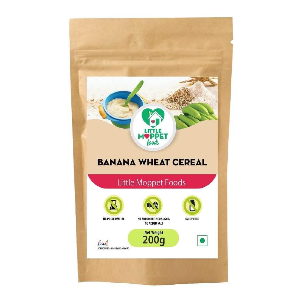 Little Moppet Foods  Banana Wheat Cereal 200g | No Additives and Preservatives | Free from Added Salt and Sugar | Made with Raw Kerala Banana Powder and Wheat.