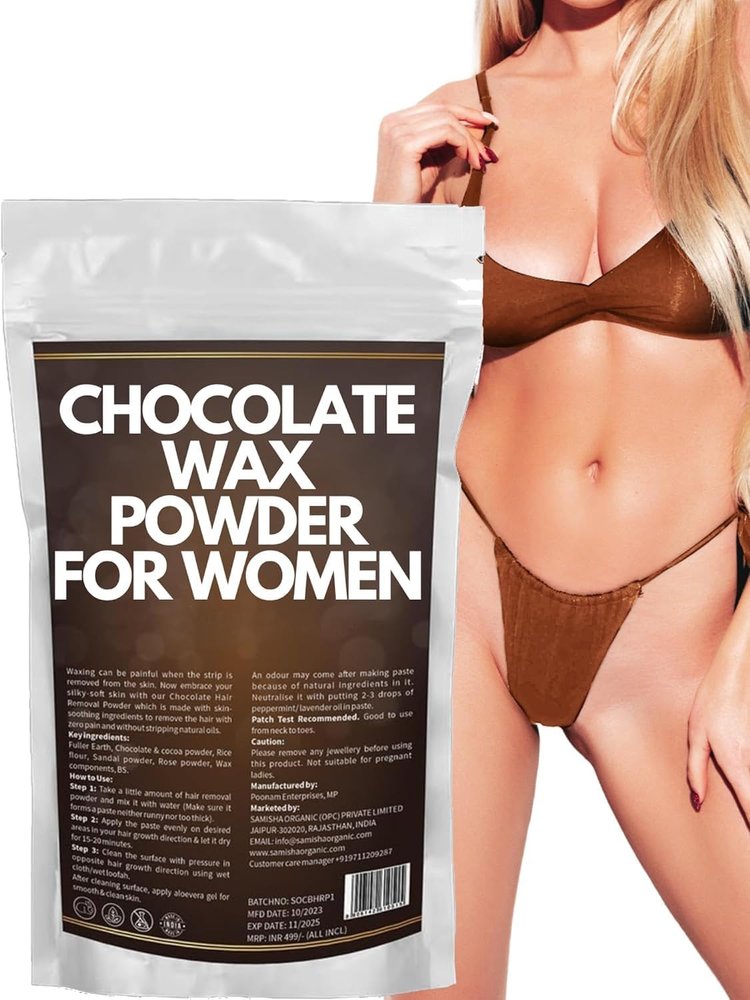 BLITZWAX Chocolate Wax Powder Herbal Wax Powder For Hair Removal - Painless & Quick Solution For Hair Removal, Chocolate Wax Powder For Men & Women with No Side Effects, 1 count
