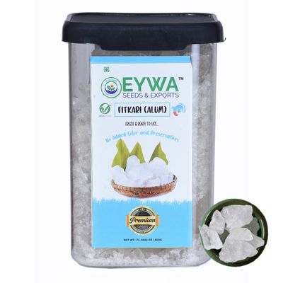 Organic Fitkari (Alum) Powder 600gm In Attractive Airtite Plastic Storage Containers By Eywa