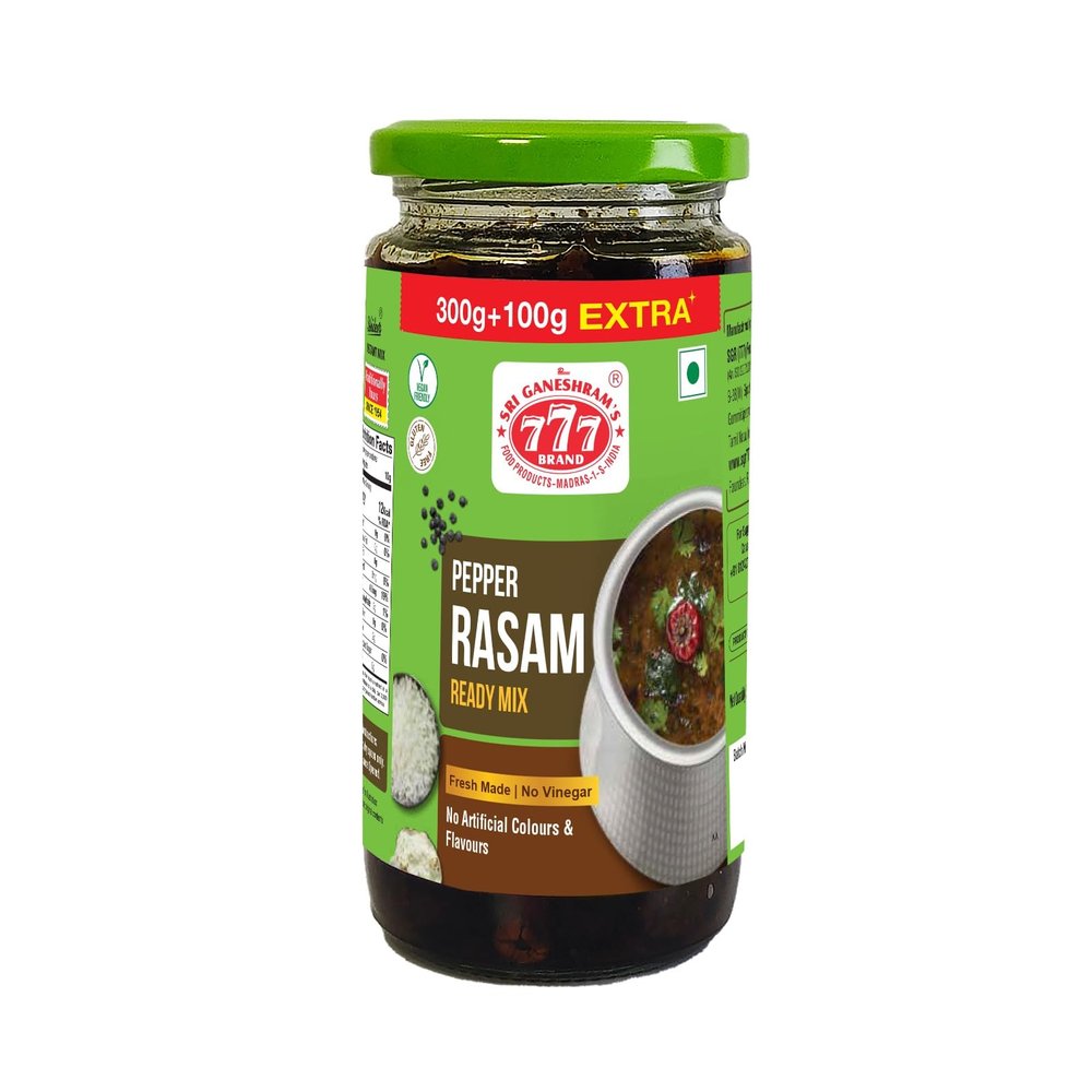 777 Pepper Rasam Paste 400g (300g + 100g Extra) Pack of 2 | Milagu Rasam Mix | Instant Spicy Soup Base | Total 800g