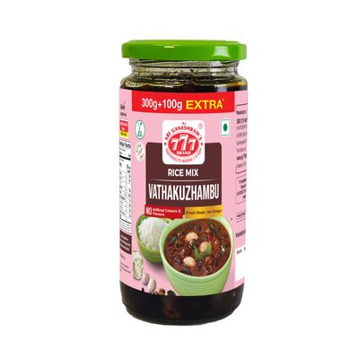 777 Vathal Kuzhambu Paste 400g (300g + 100g Extra) Pack of 2 | Vatha Kulambu Mix | Tangy Tamarind Gravy | Total 800g