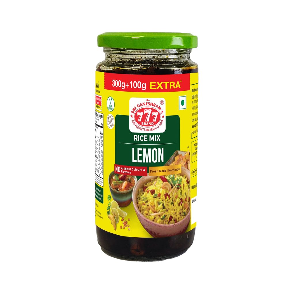 777 Lemon Rice Paste 400g (300g + 100g Extra) Pack of 2 | Instant Lemon Rice Mix | Elumichai Sadam Paste | Total 800g
