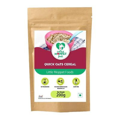 Little Moppet Foods Quick Oats Cereal 200g | No Additives and Preservatives | Free from Added Salt and Sugar |