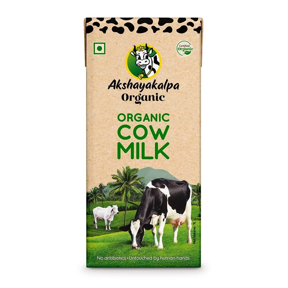 Akshayakalpa Organic Cow Milk (UHT) (1 Ltr (Pack of 12))