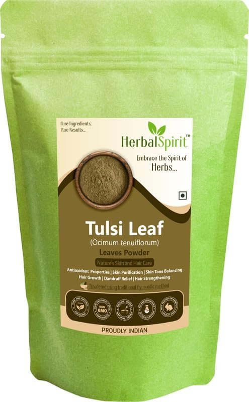 Herbal Spirit Tulsi Powder for Face, 100gm | Tulsi Powder for Skin | Tulsi Leaves Powder | Thulasi Powder | Tulsi Powder Organic | Holy Basil Powder |