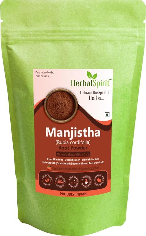 Herbal Spirit Manjistha Root Powder, 250gm | Manjishta Powder for Skin | Manjistha Powder for Face | Mangista Herb Powder for Face | Manjishtha Root | Manjishta Stick Powder | Manjishta Root |