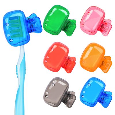 Atiloy 6 Pack Toothbrush Covers Portable Toothbrush Protector Coverings Clips Tooth Brush Storage Head Cover Cap for Kids Bathroom Home Travel Tooth Brush Case