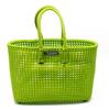Justhandmade Plastic Wire Grocery Basket-(Koodai,) Durable, Reusable Plastic Straw Grocery Bag Aprrot Green Color Length 31 CM view 1