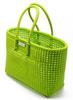 Justhandmade Plastic Wire Grocery Basket-(Koodai,) Durable, Reusable Plastic Straw Grocery Bag Aprrot Green Color Length 31 CM view 2