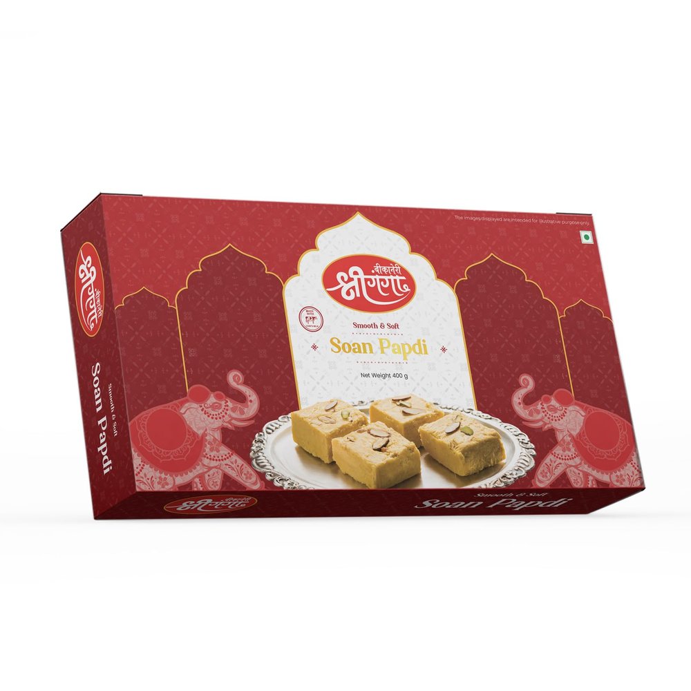 Bikaneri Shree Ganga Soft and Flaky Soan Papdi, 200Gm Box, Delicious Traditional Bikaneri Sweet, Bikaneri Mithai, Shahi Sweet Delicacy