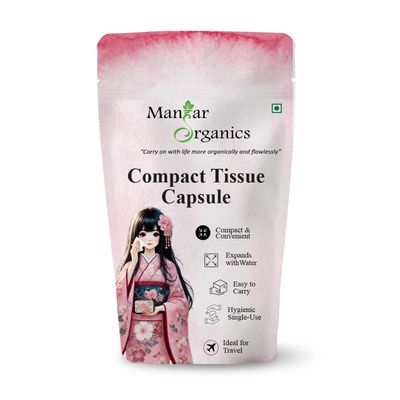 ManHar Organics Compact Tissue Capsule | Expands with Water, Easy to Carry | Outdoor Travel Portable Compressed Tissue (White, Medium)