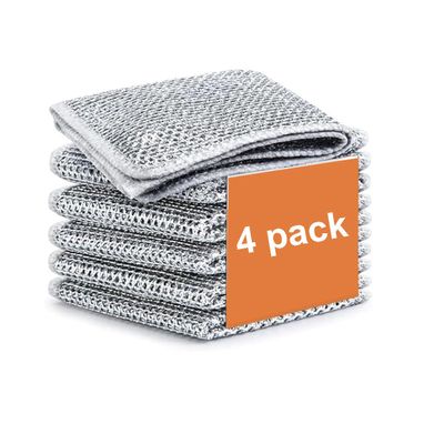 Decor Dazzle Wire Dishcloth for Wet & Dry Dishwashing - Non-Scratch Stainless Steel Scrubber Cleaner for Cleaning, Perfect for Kitchen Home Use, Durable Versatile for All Surfaces- Pack of 4
