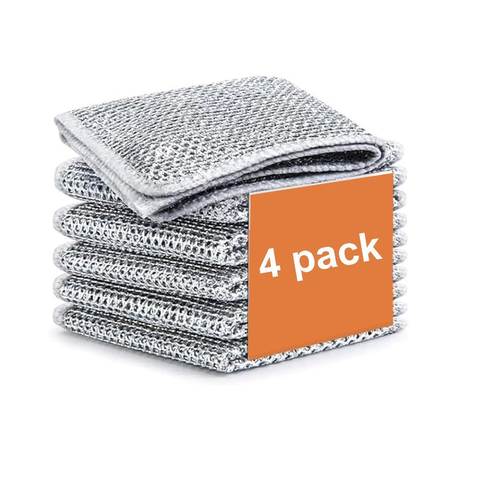Decor Dazzle Wire Dishcloth for Wet & Dry Dishwashing - Non-Scratch Stainless Steel Scrubber Cleaner for Cleaning, Perfect for Kitchen Home Use, Durable Versatile for All Surfaces- Pack of 4