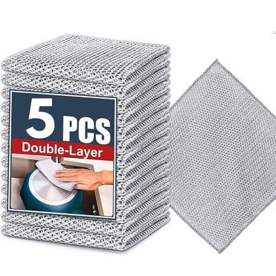 Decor Dazzle Multipurpose Wire Dishcloth for Wet/Dry Dishwashing - Stainless Steel Scrubber - Non-Scratch Wire Dishcloth for Wet/Dry Dishwashing- Pack of 5