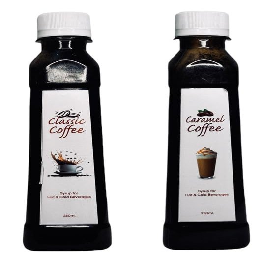 EMINENCE BEVERAGES CLASSIC COFFEE & CARAMEL COFFEE COMBO SYRUP Instant Ready with in 2 minutes for hot coffee and cold coffee_(Pack of 2 bottle)