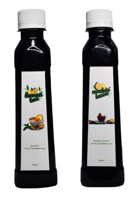 EMINENCE BEVERAGES LEMON TEA & NIMBOO KAWA SYRUP Instant Premix Contains Green Tea and Glucose Ready with in 2 minutes for hot and cold Tea_(Pack of 2 bottle)