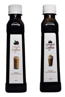 EMINENCE BEVERAGES VANILLA COFFE & CARAMEL COFFEE COMBO SYRUP Instant Ready with in 2 minutes for hot coffee and cold coffee_(Pack of 2 bottle)