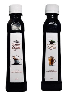 EMINENCE BEVERAGES CLASSIC COFFEE & BUTTERSCOTCH COFFEE COMBO SYRUP Instant Ready with in 2 minutes for hot coffee and cold coffee_(Pack of 2 bottle)
