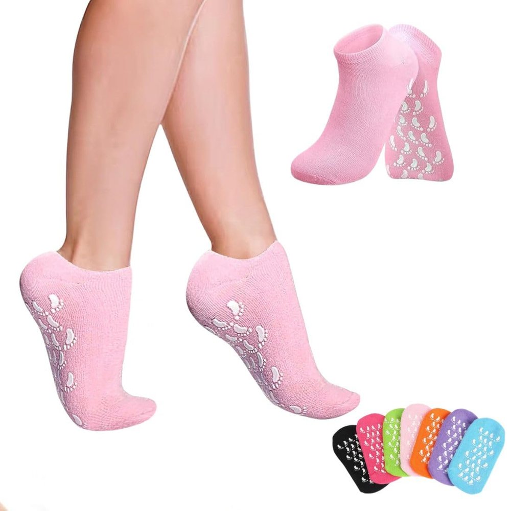 1 Pairs Moisturizing Socks - Silicone Socks for Women, Crack Heel Repair Socks, Spa Gel Socks for Women, Silicon Socks, Silicone Socks for Men, Foot Hydration Socks Vitamin E (Multicolor)