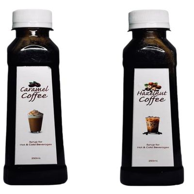 EMINENCE BEVERAGES CARAMEL COFFEE & HAZELNUT COFFEE COMBO SYRUP Instant Ready with in 2 minutes for hot coffee and cold coffee_(Pack of 2 bottle)