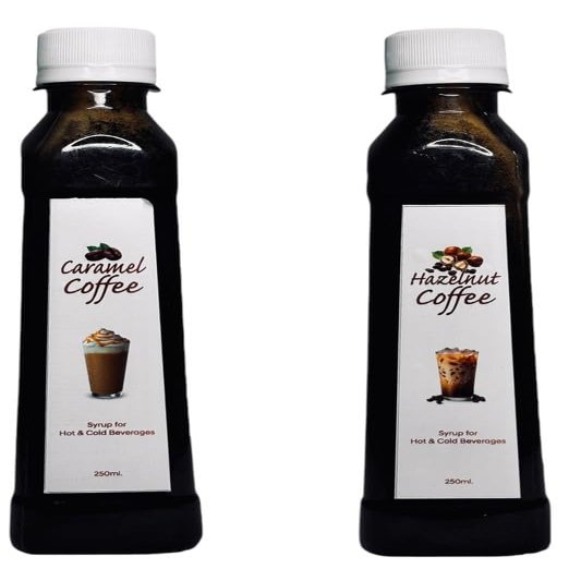 EMINENCE BEVERAGES CARAMEL COFFEE & HAZELNUT COFFEE COMBO SYRUP Instant Ready with in 2 minutes for hot coffee and cold coffee_(Pack of 2 bottle)
