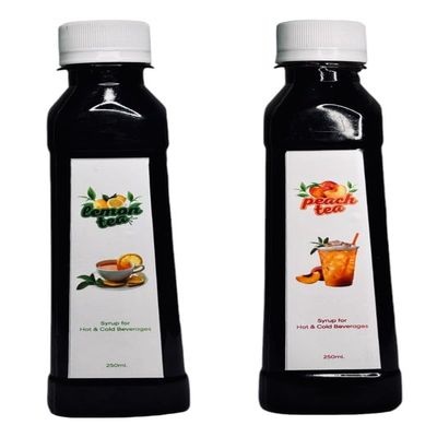 EMINENCE BEVERAGES LEMON TEA & PEACH TEA SYRUP Instant Premix Contains Green Tea and Glucose Ready with in 2 minutes for hot and cold Tea_(Pack of 2 bottle)