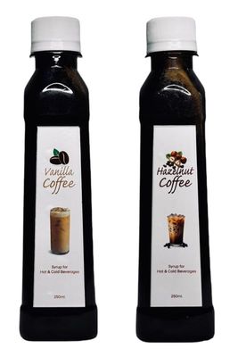 EMINENCE BEVERAGES VANILLA COFFE & HAZELNUT COFFEE COMBO SYRUP Instant Ready with in 2 minutes for hot coffee and cold coffee_(Pack of 2 bottle)