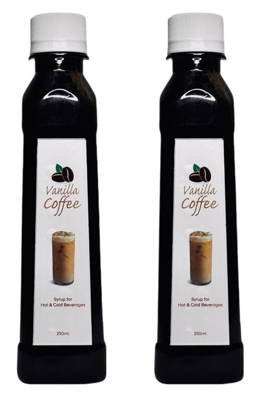 EMINENCE BEVERAGES VANILLA COFFE COMBO SYRUP Instant Premix Glucose and 100% Arabica Coffee Ready with in 2 minutes for hot coffee and cold coffee_(Pack of 2 bottle)
