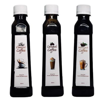 EMINENCE BEVERAGES CLASSIC COFFEE, CARAMEL COFFEE & BUTTERSCOTCH COFFEE SYRUP Instant Ready with in 2 minutes for hot coffee and cold coffee_(Pack of 3 bottle)