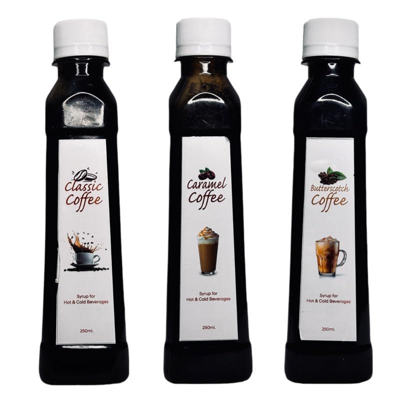 EMINENCE BEVERAGES CLASSIC COFFEE, CARAMEL COFFEE & BUTTERSCOTCH COFFEE SYRUP Instant Ready with in 2 minutes for hot coffee and cold coffee_(Pack of 3 bottle)