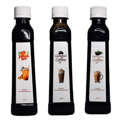 EMINENCE BEVERAGES PEACH TEA, CARAMEL COFFEE & BUTTERSCOTCH COFFEE SYRUP Instant ready to drink Coffee and Tea Syrup hot & cold tea & coffee_(Pack of 3 bottle)