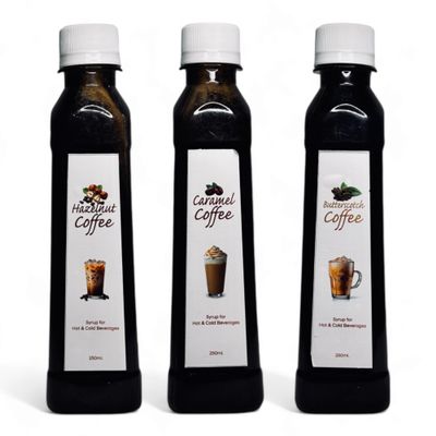 EMINENCE BEVERAGES HAZELNUT COFFEE, CARAMEL COFFEE & BUTTERSCOTCH COFFEE SYRUP Instant Ready with in 2 minutes for hot coffee and cold coffee_(Pack of 3 bottle)