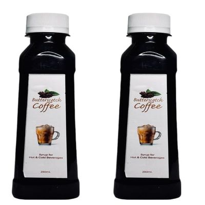 EMINENCE BEVERAGES BUTTERSCOTCH COFFEE COMBO SYRUP Instant Premix Glucose and 100% Arabica Coffee Ready with in 2 minutes for hot coffee and cold coffee_(Pack of 2 bottle)