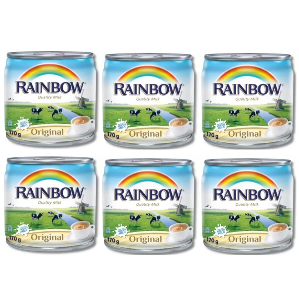 Rainbows Original Evaporated Milk, Pack Of 6x170g, Tin (Imported UAE)